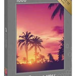 puzzleYOU Puzzle "Palmen im leuchtend purpurnen Sonnenuntergang", 1000 Puzzleteile, puzzleYOU-Kollektionen Palmen