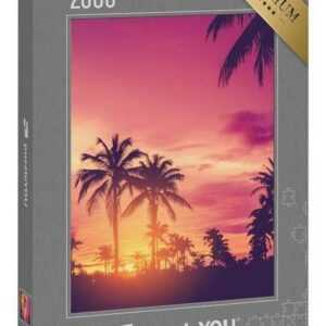 puzzleYOU Puzzle "Palmen im leuchtend purpurnen Sonnenuntergang", 2000 Puzzleteile, puzzleYOU-Kollektionen Palmen
