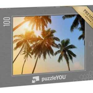 puzzleYOU Puzzle "Schöner Sonnenuntergang mit Palmen am Strand", 100 Puzzleteile, puzzleYOU-Kollektionen Palmen