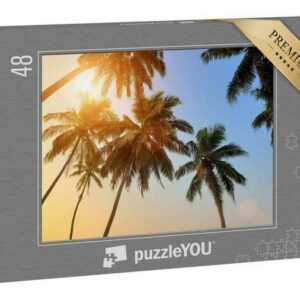 puzzleYOU Puzzle "Schöner Sonnenuntergang mit Palmen am Strand", 48 Puzzleteile, puzzleYOU-Kollektionen Palmen
