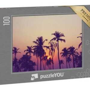 puzzleYOU Puzzle "Silhouetten von Palmen im Sonnenuntergang", 100 Puzzleteile, puzzleYOU-Kollektionen Palmen