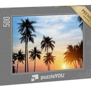 puzzleYOU Puzzle "Silhouetten von Palmen im Sonnenuntergang", 500 Puzzleteile, puzzleYOU-Kollektionen Palmen