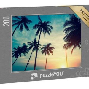 puzzleYOU Puzzle "Tropischer Sonnenuntergang über Palmen", 200 Puzzleteile, puzzleYOU-Kollektionen Palmen