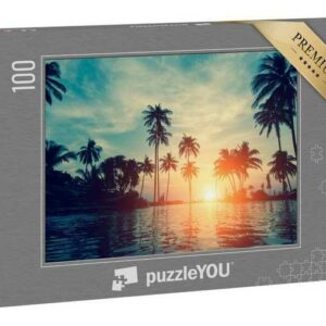 puzzleYOU Puzzle "Wunderschöner Sonnenuntergang über Palmen", 100 Puzzleteile, puzzleYOU-Kollektionen Palmen