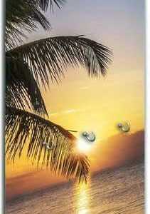 Wallario Wandgarderobe "Palme am Strand - Sonnenuntergang über dem Meer" (1-teilig, inkl. Haken), 50x125cm, aus ESG-Sicherheitsglas
