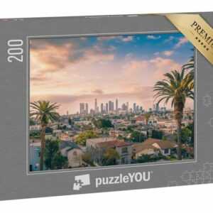 puzzleYOU Puzzle "Skyline: Los Angeles Downtown mit Palmen", 200 Puzzleteile, puzzleYOU-Kollektionen Kalifornien