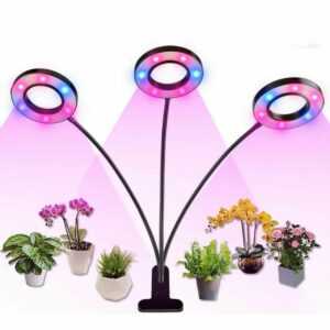 Pflanzenlampe, 30 w 3-Kopf-Growlight 360 ° Gartenbaubeleuchtung, 3 Helligkeitsmodi / 5 dimmbare Stufen / 3 Timer-Modi