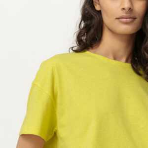 hessnatur Damen T-Shirt aus Bio-Baumwolle mit Hanf - gelb - Größe 34