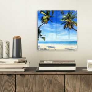 MuchoWow Acrylglasbild "Palmen - Strand - Meer", (1 St), Glasbilder - Bilder auf Glas Wandbild - Foto auf Glas - Wanddekoration