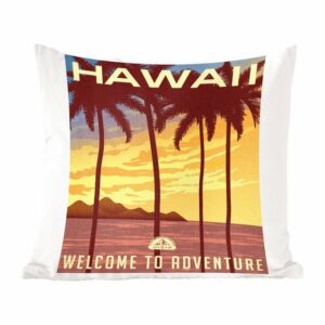 MuchoWow Dekokissen "Hawaii - Jahrgang - Palme", Zierkissen mit Füllung für Wohzimmer, Schlafzimmer, Deko, Sofakissen