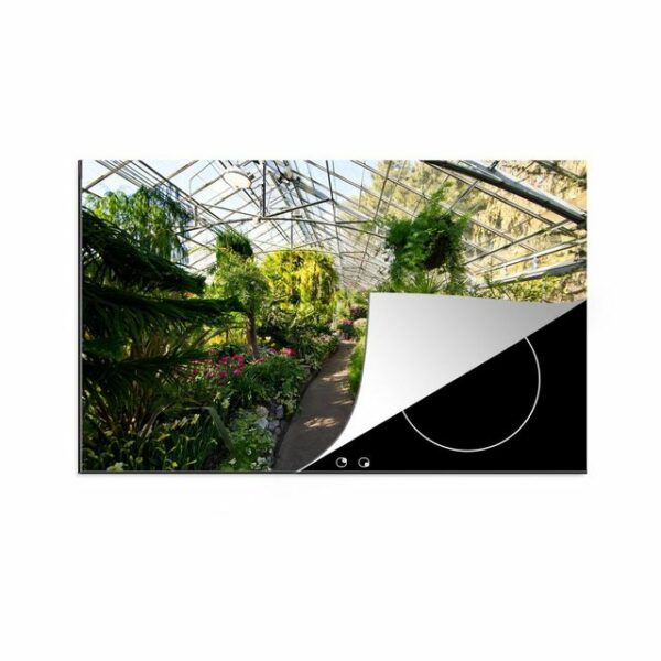 MuchoWow Herdblende-/Abdeckplatte Botanischer Garten in einem Gewächshaus, Vinyl, (1 tlg), Ceranfeldabdeckung für die küche, Induktionsmatte