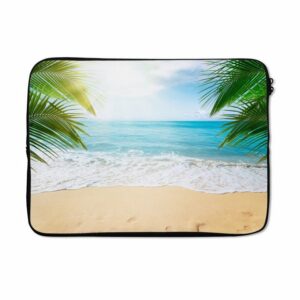 MuchoWow Laptop-Hülle "Strand - Sand - Meer - Palme" 13.3 Zoll, Laptopsleeve, weiches Innenfutter zum Schutz Kratzern, Laptoptasche