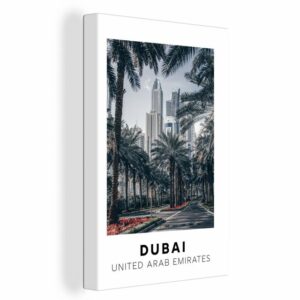 OneMillionCanvasses® Leinwandbild "Dubai - Palme - Architektur", (1 St), Leinwand Bilder für Wohnzimmer Schlafzimmer