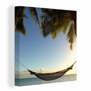 OneMillionCanvasses® Leinwandbild "Hängematte - Tropisch - Palme", (1 St), Leinwand Bilder für Wohnzimmer Schlafzimmer