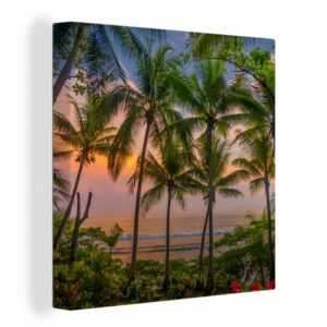 OneMillionCanvasses® Leinwandbild "Palme - Tropisch - Meer", (1 St), Leinwand Bilder für Wohnzimmer Schlafzimmer