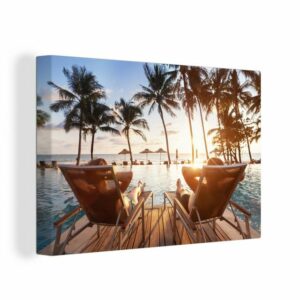 OneMillionCanvasses® Leinwandbild "Strand - Meer - Palme", (1 St), Wandbild Leinwandbilder, Aufhängefertig, Wanddeko