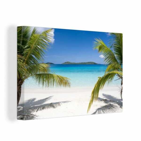 OneMillionCanvasses® Leinwandbild "Strand - Palmen - Tropisch", (1 St), Wandbild Leinwandbilder, Aufhängefertig, Wanddeko