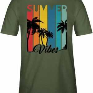 Shirtracer T-Shirt "Summer Vibes - Palmen Silhouette Sonnenuntergang - Sunset Chillout - Vintage Deko Retro - Herren Premium T-Shirt" t-shirt sunset herren