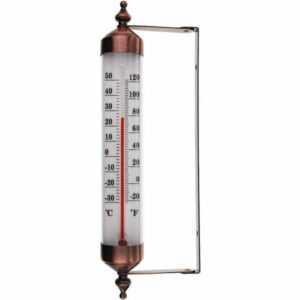 Außenthermometer mit Messgerät, Bronzeeffekt - Stilvolles Gartenthermometer, geeignet für Außentemperatur, Gewächshaus, Garage, einfach zum Aufhängen