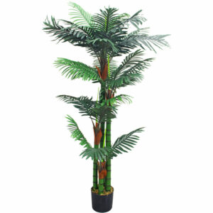 Künstliche Palme groß Kunstpalme Kunstpflanze Palme künstlich wie echt Plastikpflanze Arekapalme 150 cm hoch Balkon Deko Decovego