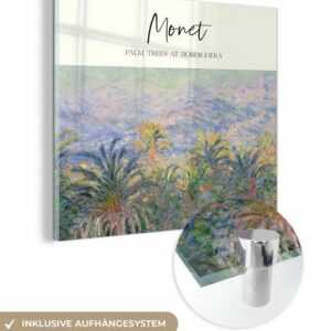 MuchoWow Acrylglasbild Gemälde - Palmen in Bordighera - Monet, (1 St), Glasbilder - Bilder auf Glas Wandbild - Foto auf Glas - Wanddekoration