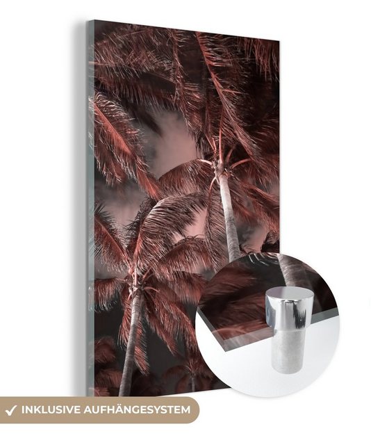 MuchoWow Acrylglasbild Palmen bei starkem Wind, (1 St), Glasbilder - Bilder auf Glas Wandbild - Foto auf Glas - Wanddekoration