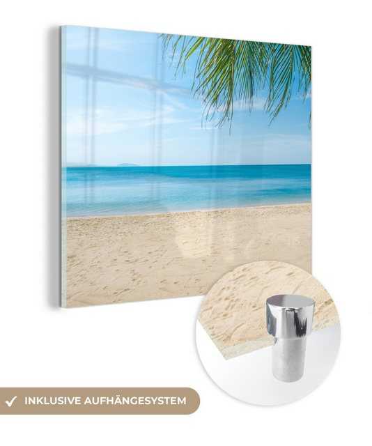 MuchoWow Acrylglasbild Strand - Tropisch - Palme, (1 St), Glasbilder - Bilder auf Glas Wandbild - Foto auf Glas - Wanddekoration