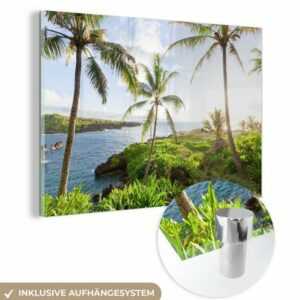 MuchoWow Acrylglasbild Tropische Landschaft mit Palmen auf Maui, (1 St), Acrylglasbilder Wohnzimmer & Schlafzimmer