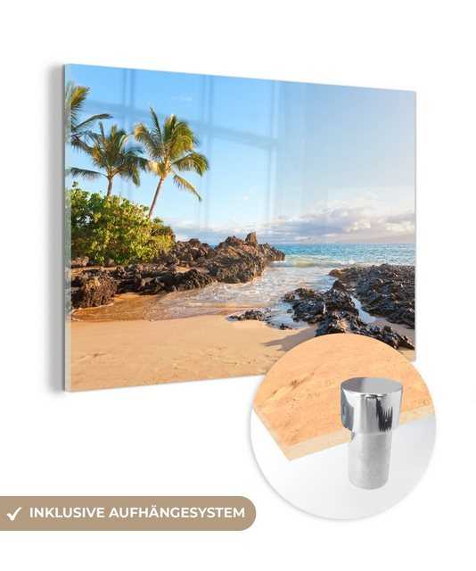MuchoWow Acrylglasbild Tropische Palmen am Strand von Maui, (1 St), Acrylglasbilder Wohnzimmer & Schlafzimmer