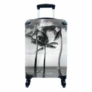 MuchoWow Handgepäckkoffer Palmen auf Hawaii aus der Nähe - schwarz und weiß, 4 Rollen, Reisetasche mit rollen, Handgepäck für Ferien, Trolley, Reisekoffer