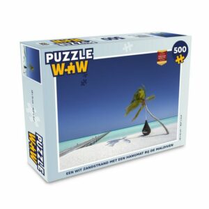 MuchoWow Puzzle Hängematte - Palme - Strand, 500 Puzzleteile, Foto-Puzzle, Bilderrätsel, Puzzlespiele, Spielzeug