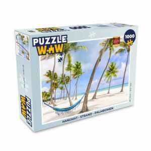 MuchoWow Puzzle Hängematte - Strand - Palmen, 1000 Puzzleteile, Foto-Puzzle, Bilderrätsel, Puzzlespiele, Klassisch