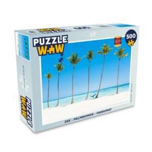 MuchoWow Puzzle Meer - Palmen - Hängematte, 500 Puzzleteile, Foto-Puzzle, Bilderrätsel, Puzzlespiele, Spielzeug
