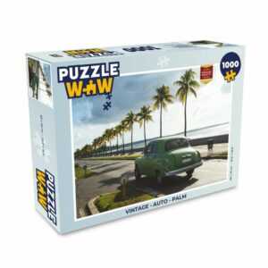 MuchoWow Puzzle Oldtimer - Auto - Palme, 1000 Puzzleteile, Foto-Puzzle, Bilderrätsel, Puzzlespiele, Klassisch