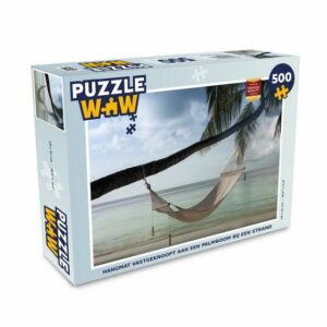 MuchoWow Puzzle Palme - Hängematte - Strand, 500 Puzzleteile, Foto-Puzzle, Bilderrätsel, Puzzlespiele, Spielzeug