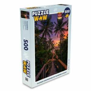 MuchoWow Puzzle Sonnenuntergang - Palmen - Strand, 500 Puzzleteile, Foto-Puzzle, Bilderrätsel, Puzzlespiele, Spielzeug