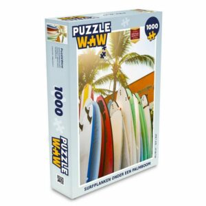 MuchoWow Puzzle Surfbretter unter einer Palme, 1000 Puzzleteile, Foto-Puzzle, Bilderrätsel, Puzzlespiele, Klassisch