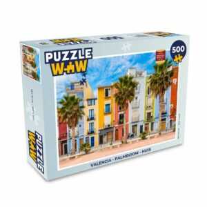 MuchoWow Puzzle Valencia - Palme - Haus, 500 Puzzleteile, Foto-Puzzle, Bilderrätsel, Puzzlespiele, Spielzeug