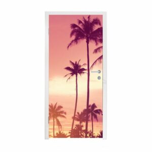 MuchoWow Türtapete Himmel - Palme - Abend - Natur - Tropisch, Matt, bedruckt, (1 St), Fototapete für Tür, Türaufkleber, 75x205 cm