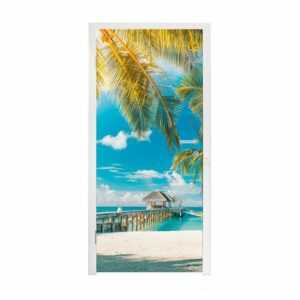 MuchoWow Türtapete Tropisch - Strand - Palme, Matt, bedruckt, (1 St), Fototapete für Tür, Türaufkleber, 75x205 cm