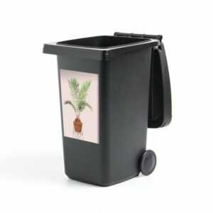 MuchoWow Wandsticker Pflanze - Palme - Pastell - Rosa (1 St), Mülleimer-aufkleber, Mülltonne, Sticker, Container, Abfalbehälter