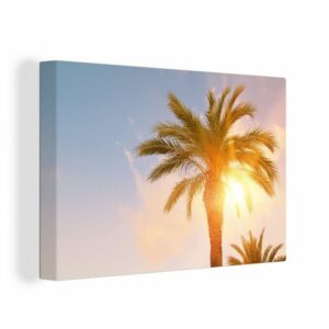 OneMillionCanvasses® Leinwandbild Palme - Sommer - Sonne - Tropisch, (1 St), Wandbild Leinwandbilder, Aufhängefertig, Wanddeko, 30x20 cm