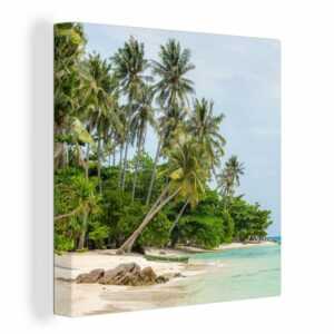 OneMillionCanvasses® Leinwandbild Palmen - Strand - Sommer - Tropisch, (1 St), Leinwand Bilder für Wohnzimmer Schlafzimmer