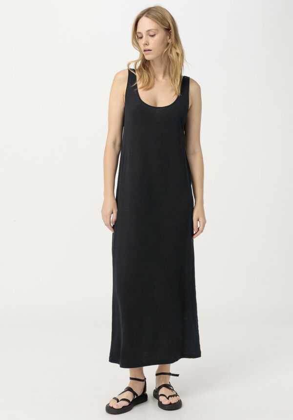 hessnatur Damen Jersey-Kleid aus Hanf - schwarz - Größe 34