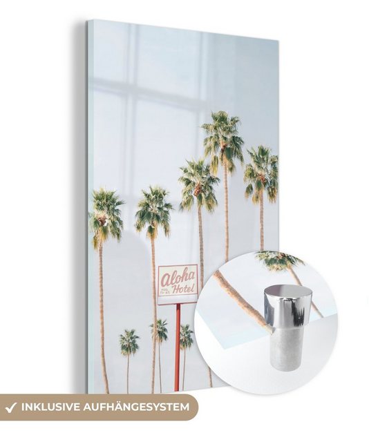 MuchoWow Acrylglasbild Palmen - Sommer - Natur - Himmel, (1 St), Glasbilder - Bilder auf Glas Wandbild - Foto auf Glas - Wanddekoration