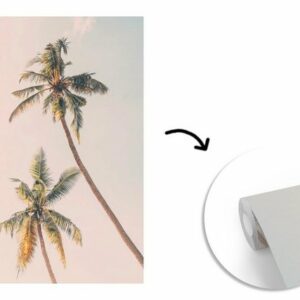 MuchoWow Fototapete Palmen - Himmel - Natur - Wolken, Matt, bedruckt, (4 St), Montagefertig Vinyl Tapete für Wohnzimmer, Wandtapete
