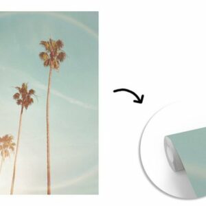 MuchoWow Fototapete Palmen - Sonne - Himmel - Natur - Sommer, Matt, bedruckt, (4 St), Montagefertig Vinyl Tapete für Wohnzimmer, Wandtapete