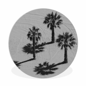 MuchoWow Gemälde Palmen am Strand von Teneriffa - Schwarz und weiß, (1 St), Rundes wandbild für Wohnzimmer, Wandkreis, Wandschmuck, 90x90 cm