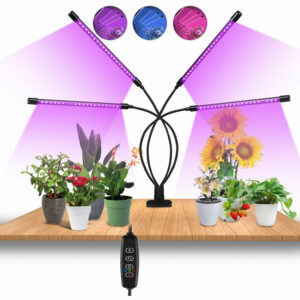 Pflanzenlampe led 40W Pflanzenlicht Pflanzenleuchte Wachstumslampe Wachsen licht Grow Lampe Vollspektrum für Zimmerpflanzen mit Zeitschaltuhr, 3