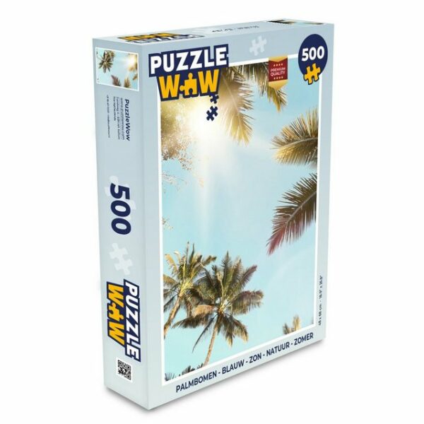 MuchoWow Puzzle Palmen - Blau - Sonne - Natur - Sommer, 500 Puzzleteile, Foto-Puzzle, Bilderrätsel, Puzzlespiele, Spielzeug